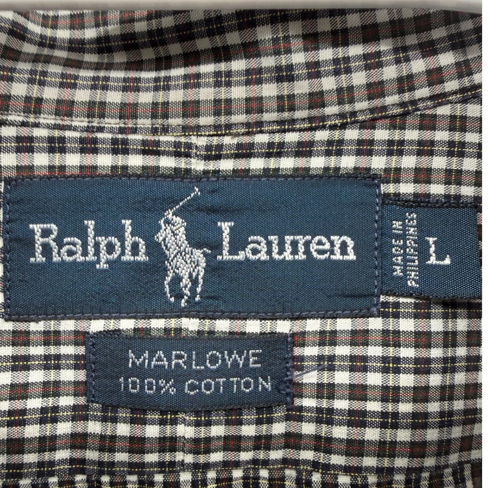 Ralph Lauren Marlowe Mens Large Black White Red Micro Check Button Down Shirt - Picture 4 of 6